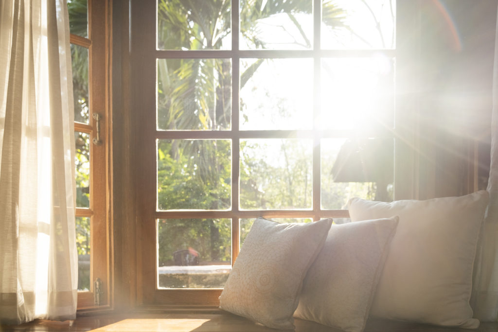 sun shining through window