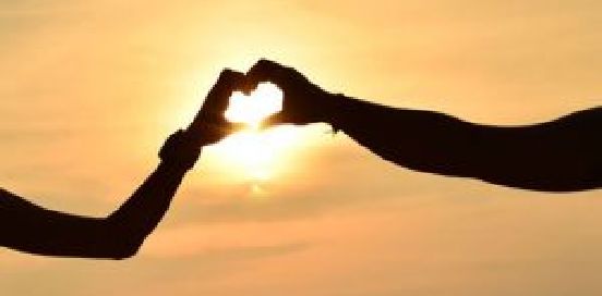 sunset heart hands