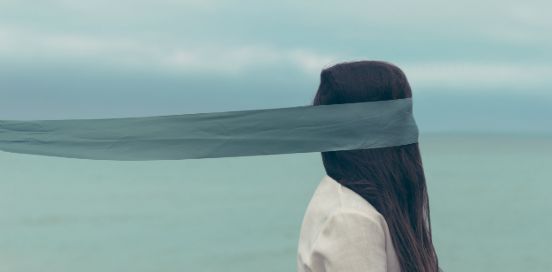 blindfolded woman