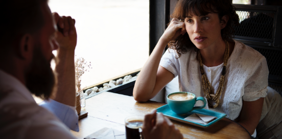 conversing at a coffee shop