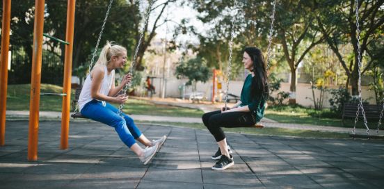 friends on swings