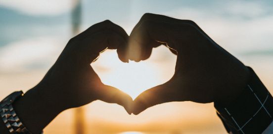 sunset heart hands