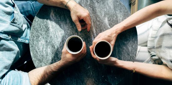 a couple getting coffee