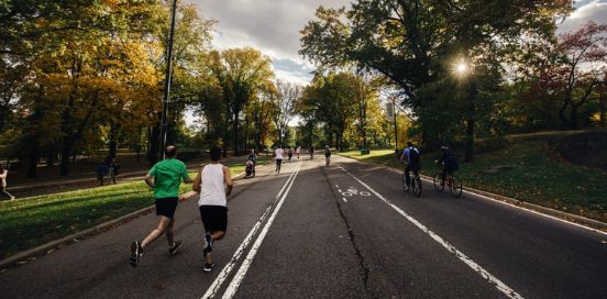 people exercising on the street
