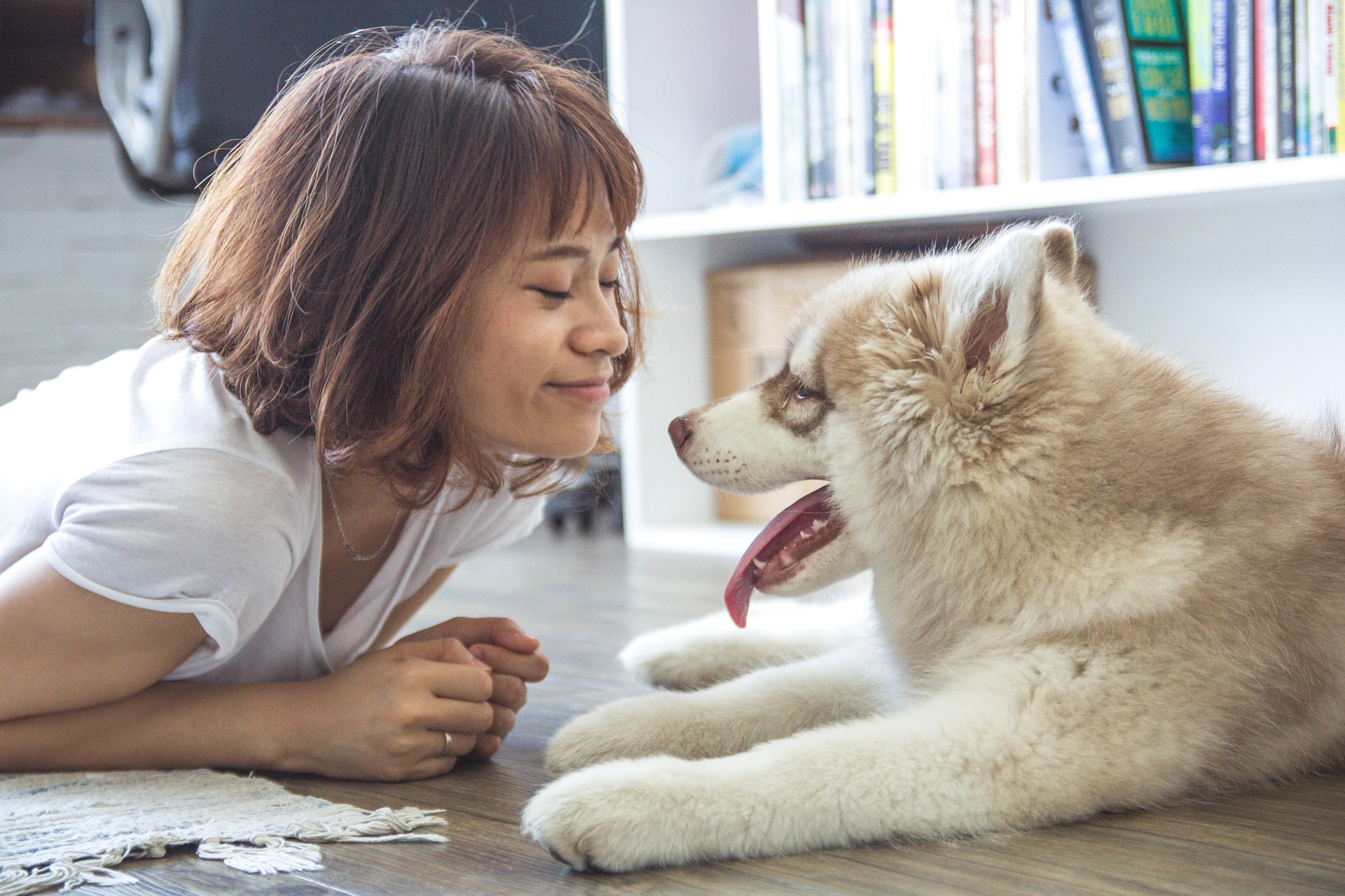 happy girl and her dog